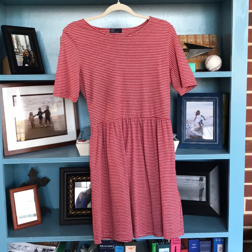 Red and white striped dress